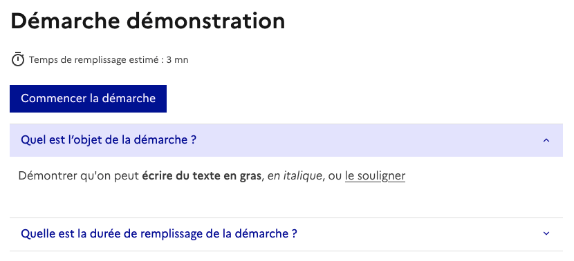 Aperçu de ce même texte faisant état d’une mise en gras, d’une mise en italique et d’un soulignement